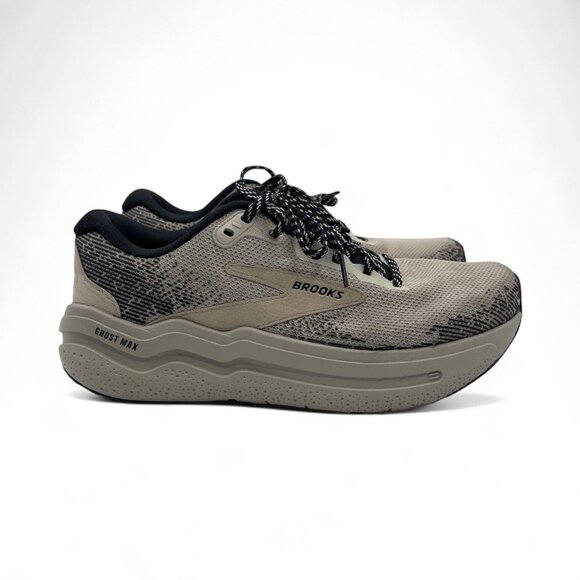 Womens Size 9.5 Brooks Ghost Max 2 Gray Khaki Athletic Running Shoes Sneakers - Picture 1 of 6